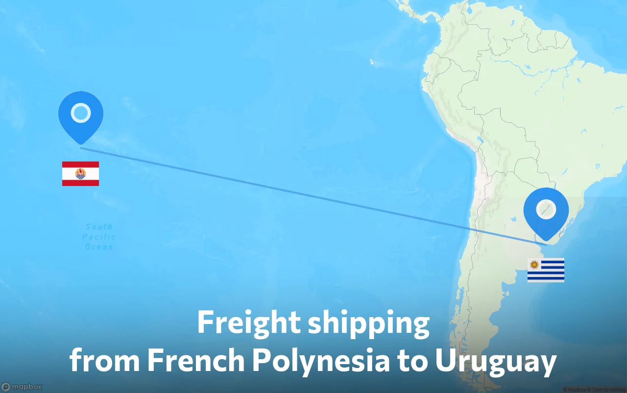 Shipping route from French Polynesia to Uruguay
