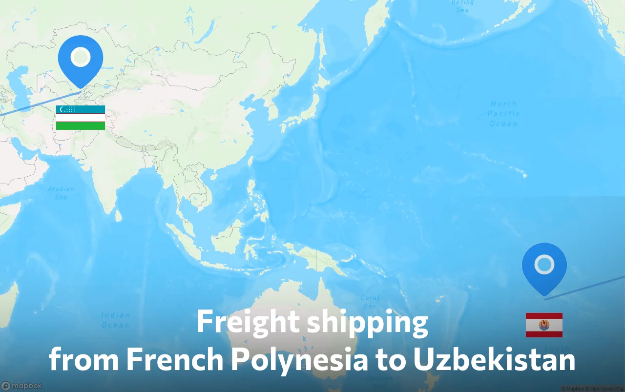 Shipping route from French Polynesia to Uzbekistan