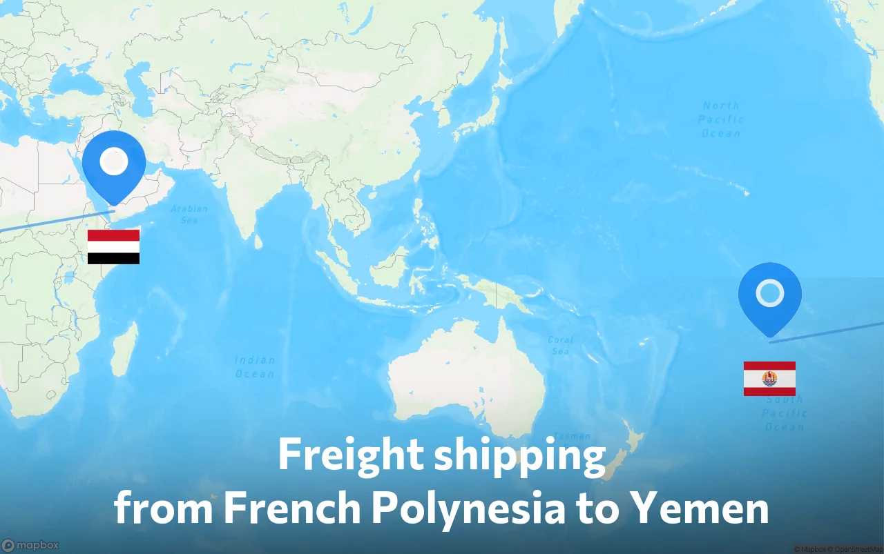 Shipping route from French Polynesia to Yemen