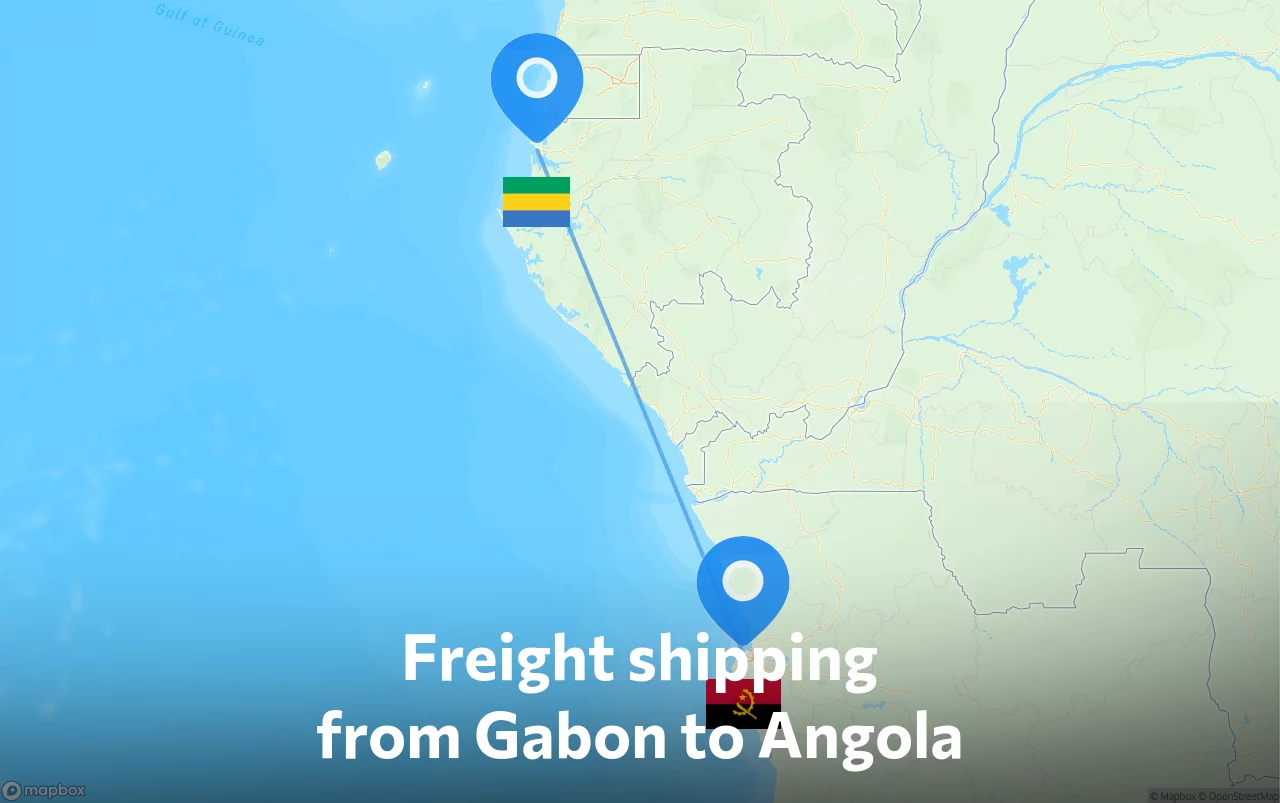 Shipping route from Gabon to Angola