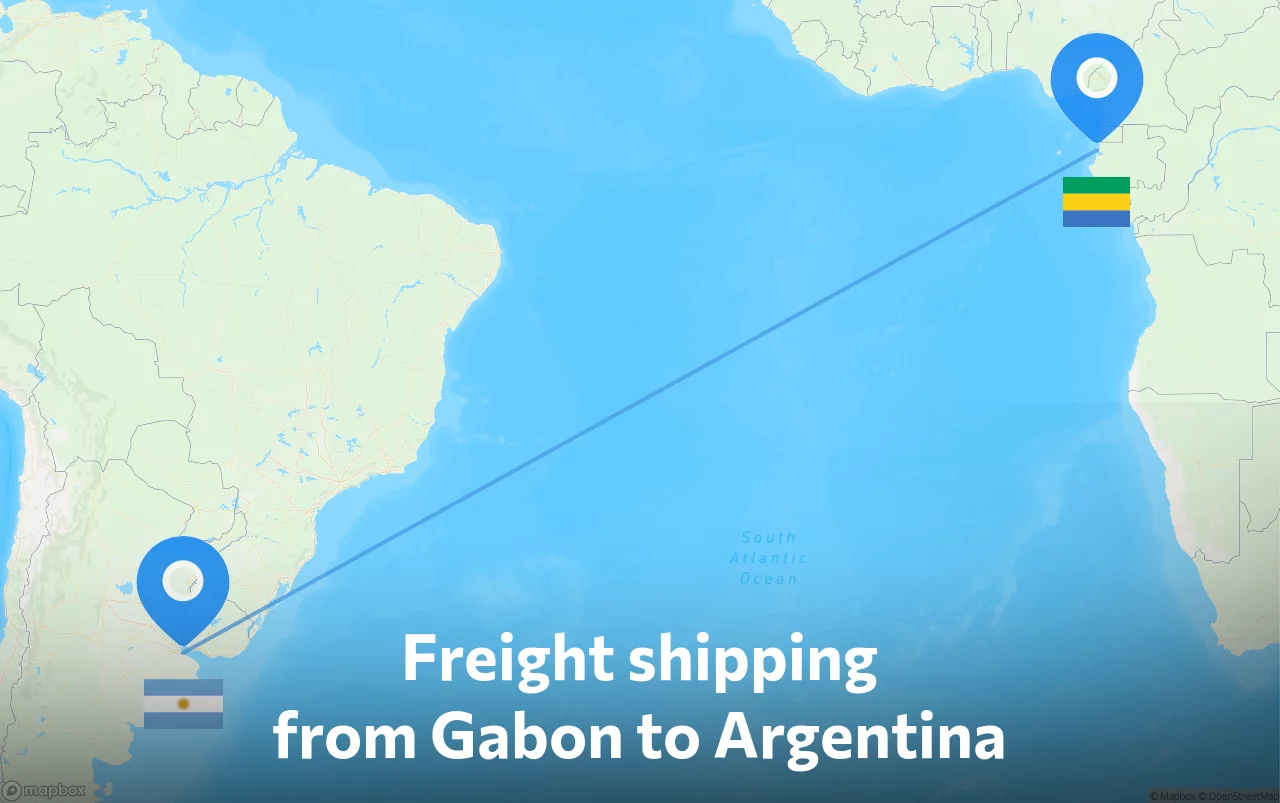 Shipping route from Gabon to Argentina