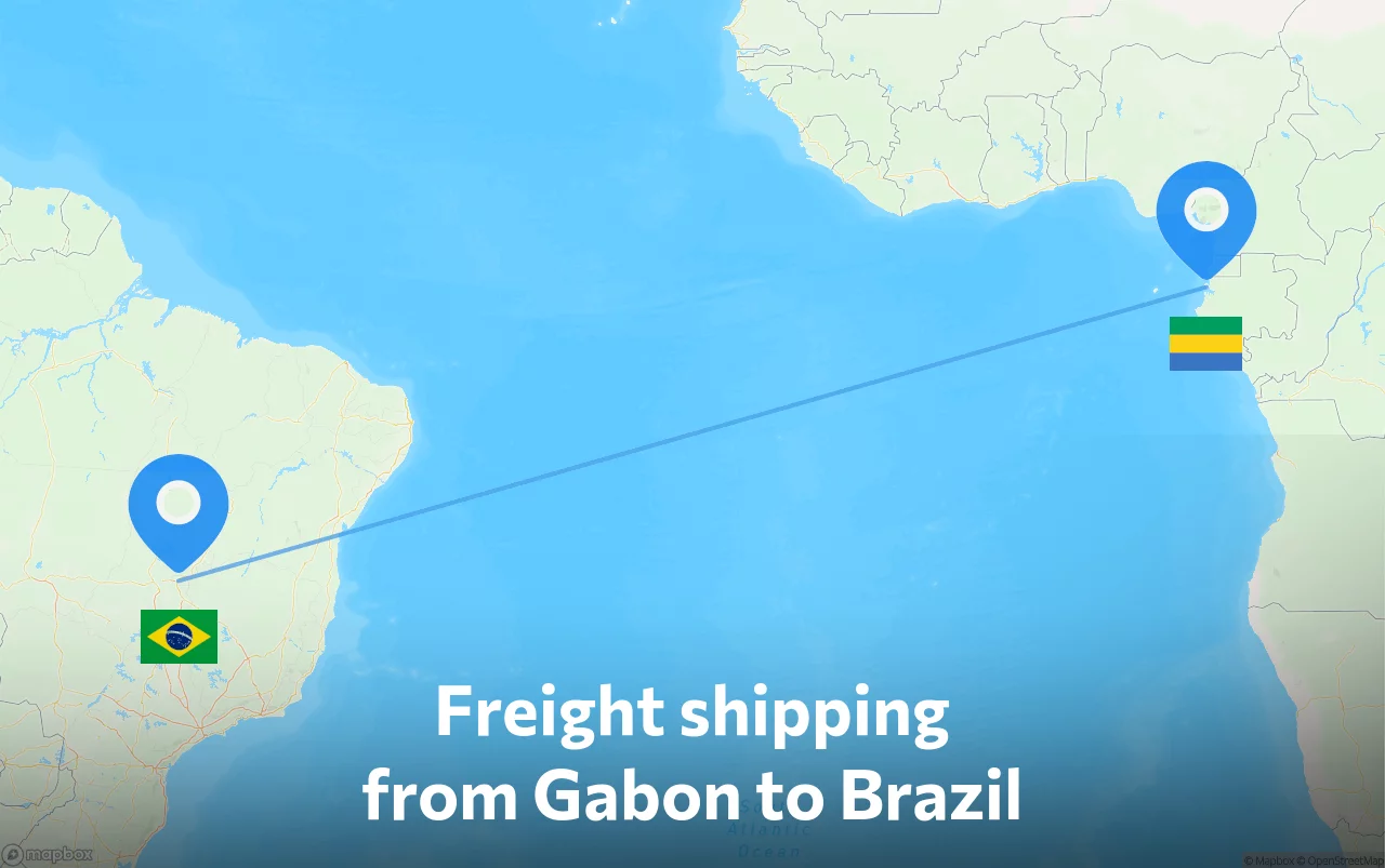 Shipping route from Gabon to Brazil