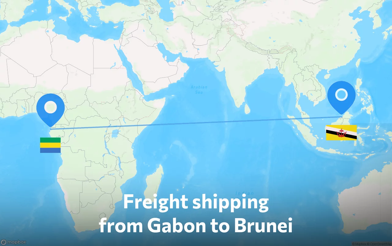 Shipping route from Gabon to Brunei