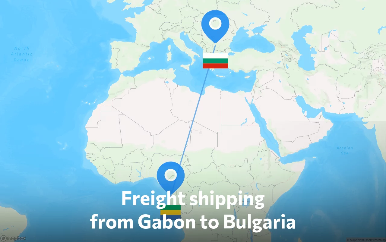 Shipping route from Gabon to Bulgaria