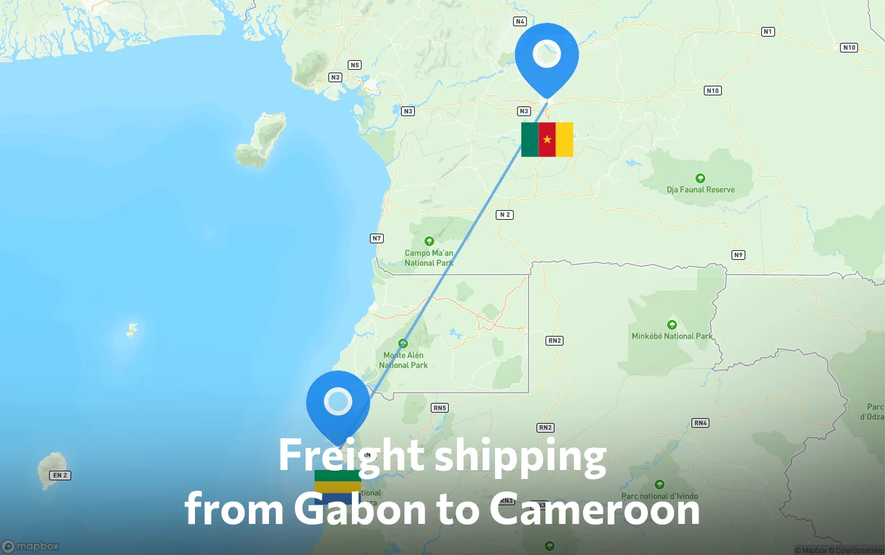 Shipping route from Gabon to Cameroon