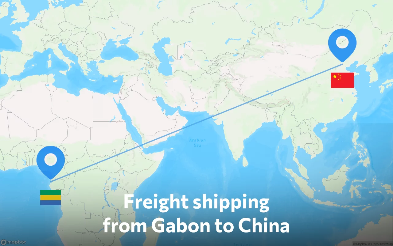 Shipping route from Gabon to China