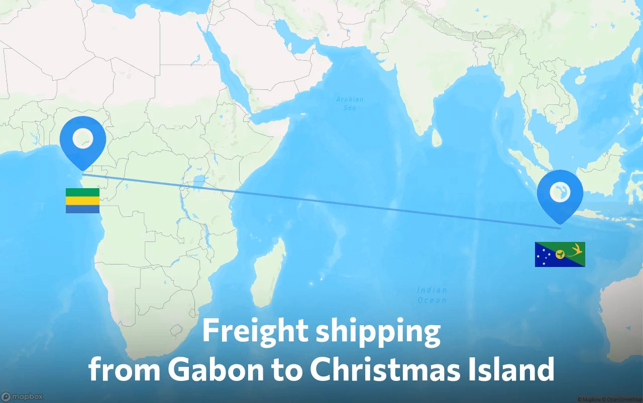 Shipping route from Gabon to Christmas Island