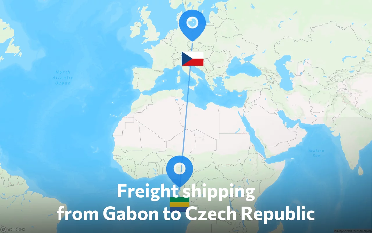 Shipping route from Gabon to Czech Republic