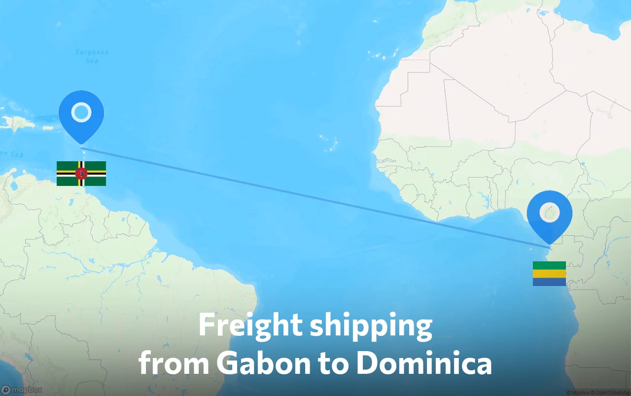 Shipping route from Gabon to Dominica