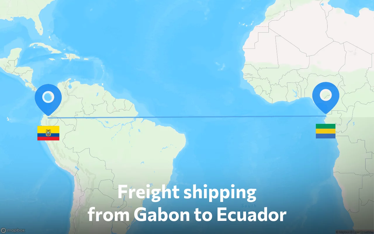 Shipping route from Gabon to Ecuador