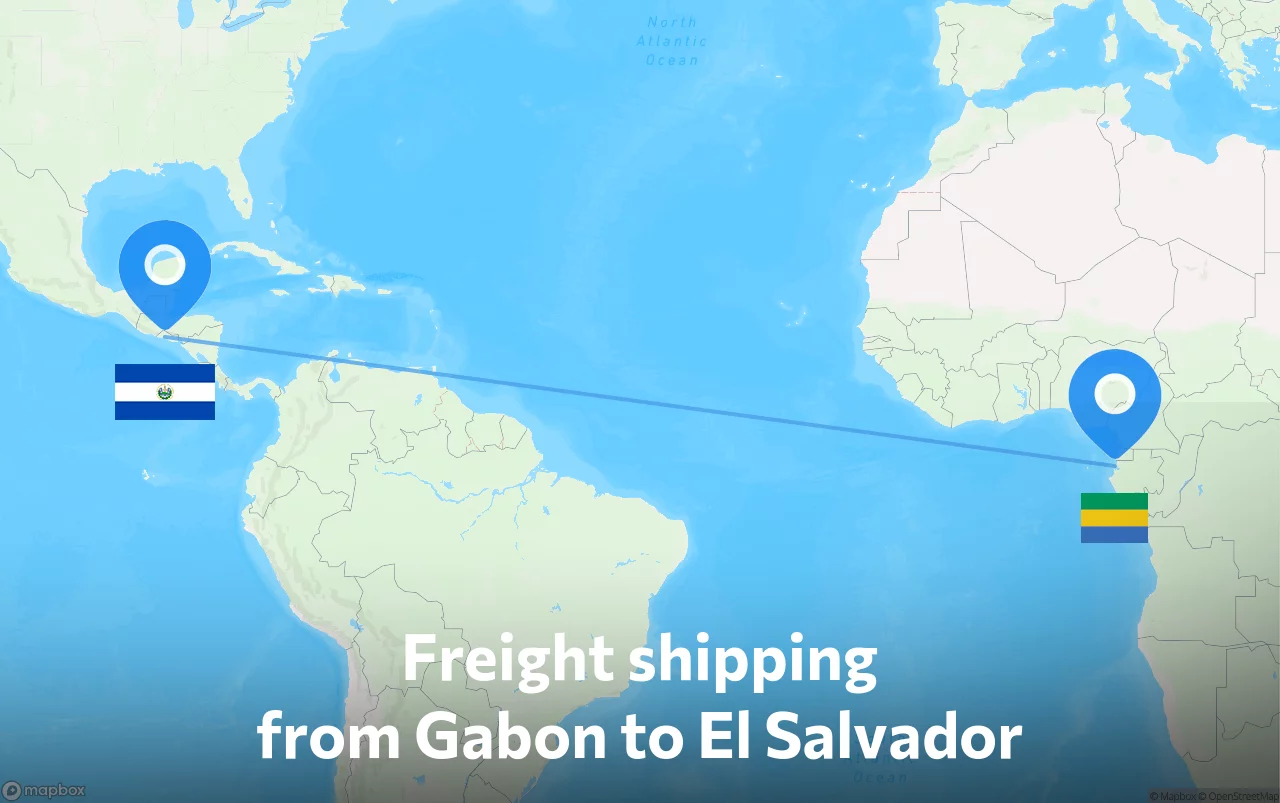 Shipping route from Gabon to El Salvador