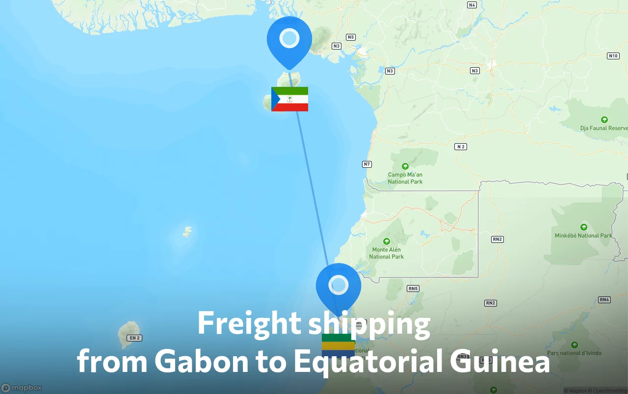 Shipping route from Gabon to Equatorial Guinea