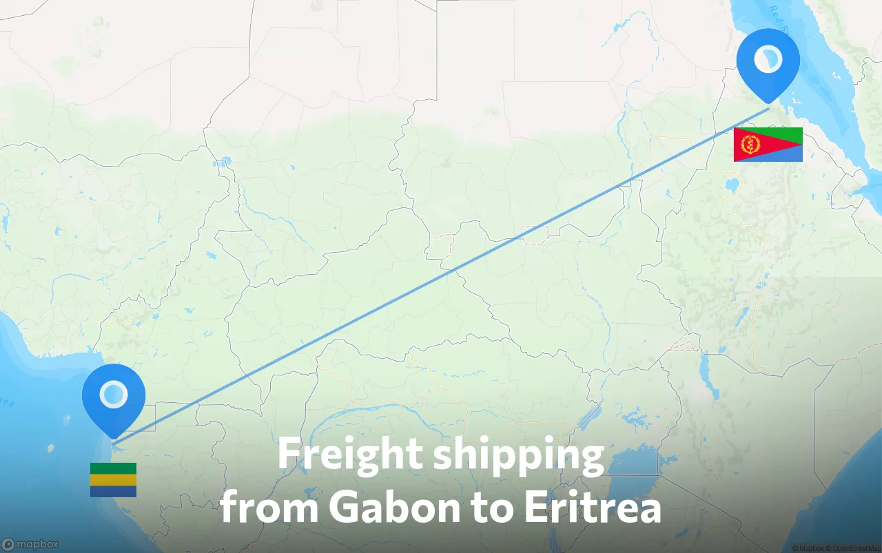 Shipping route from Gabon to Eritrea