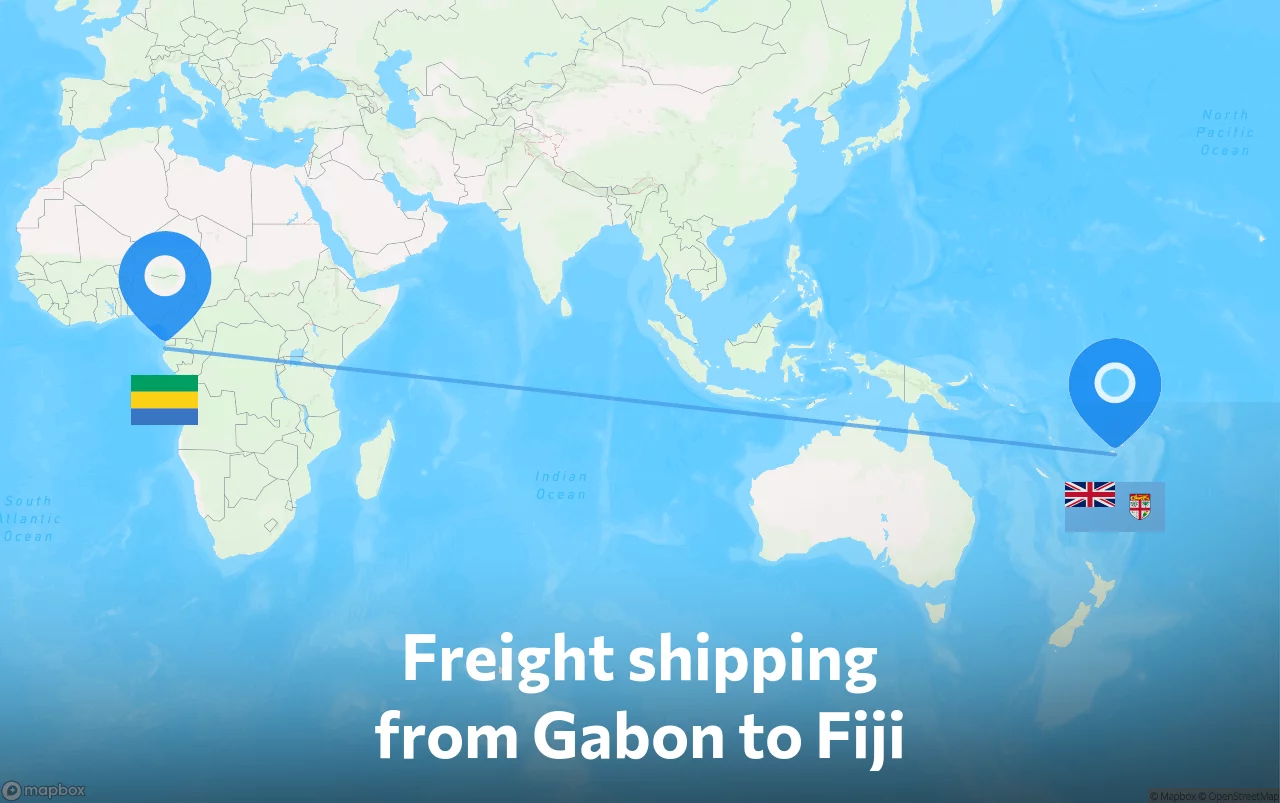Shipping route from Gabon to Fiji