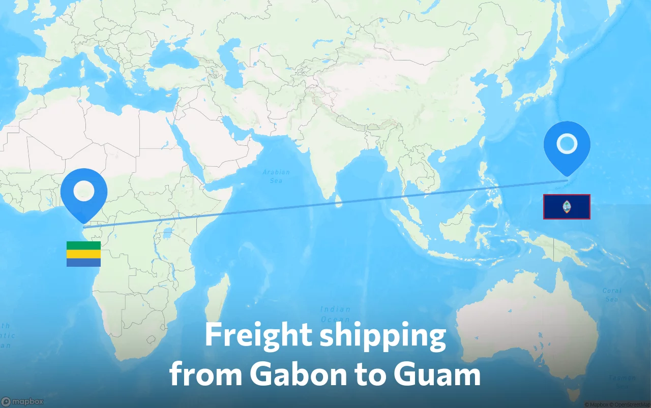 Shipping route from Gabon to Guam