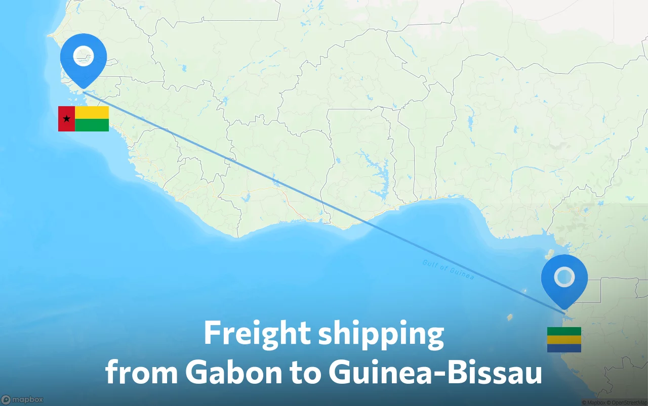 Shipping route from Gabon to Guinea-Bissau