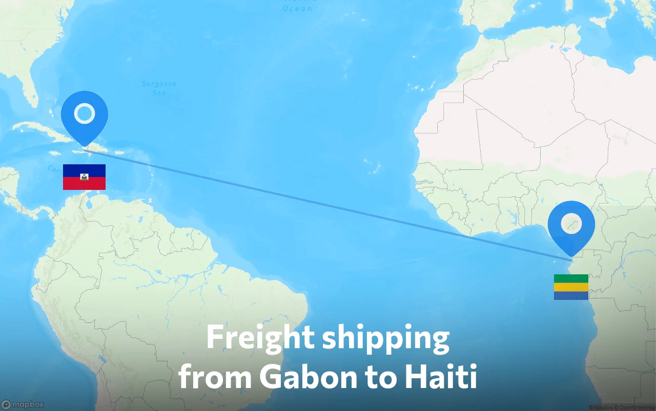 Shipping route from Gabon to Haiti