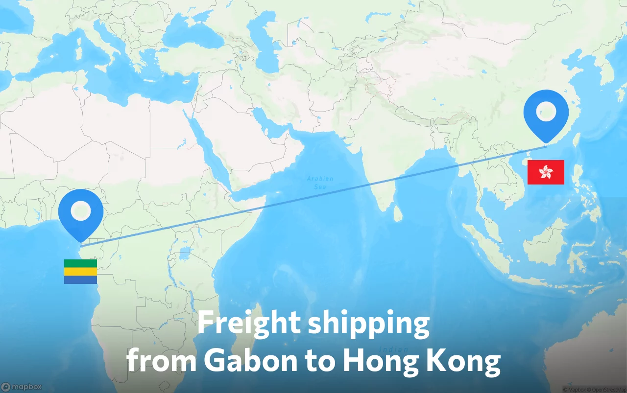 Shipping route from Gabon to Hong Kong