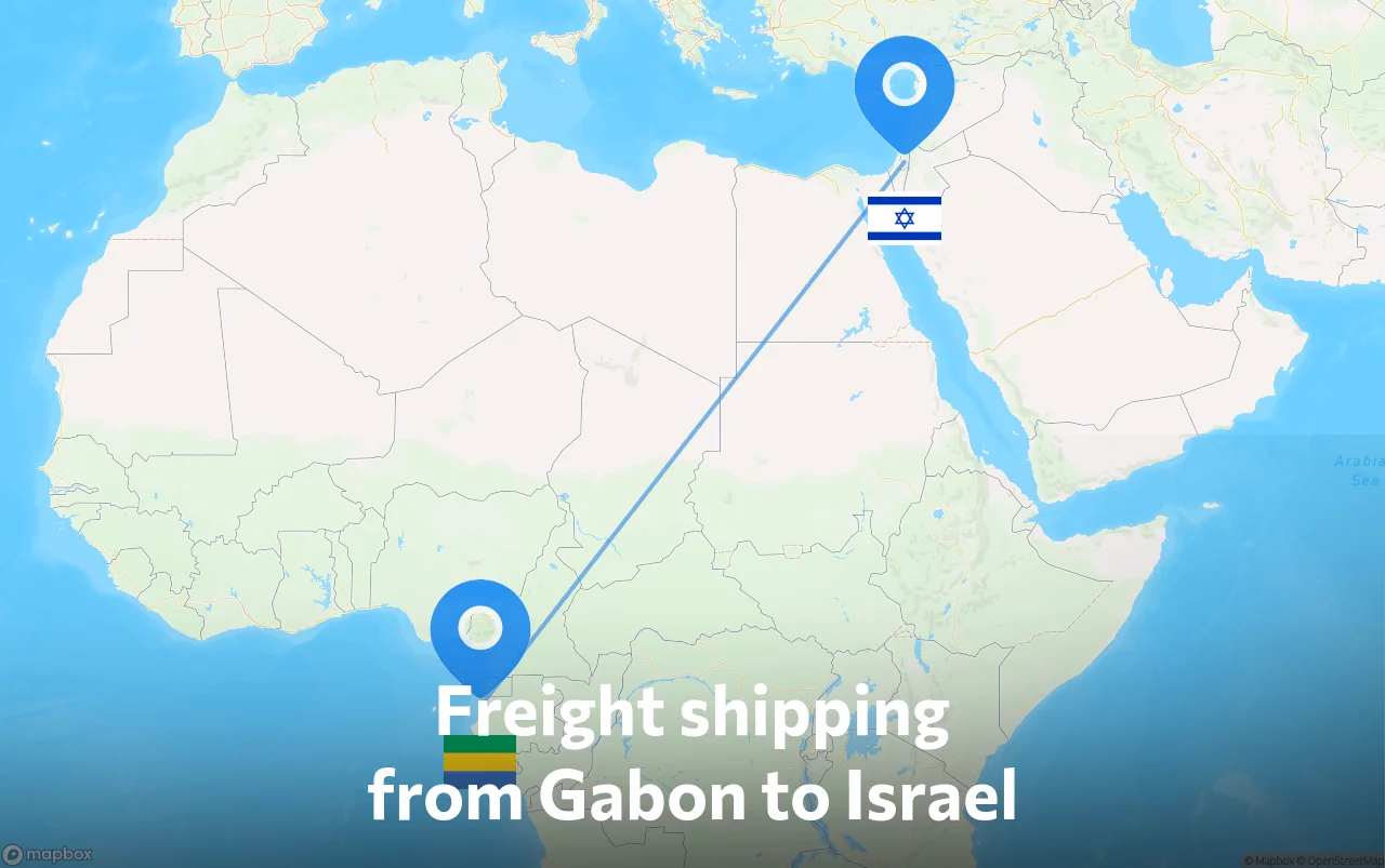 Shipping route from Gabon to Israel