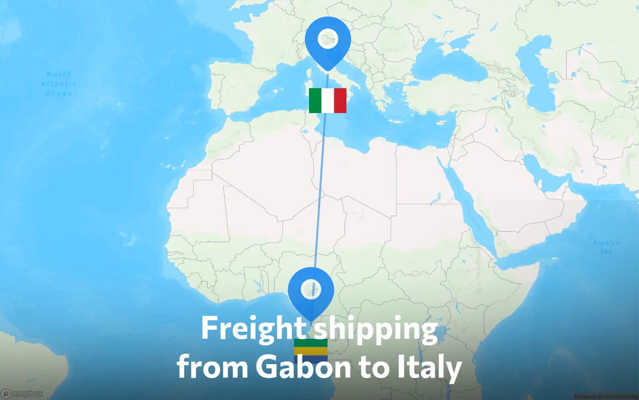 Shipping route from Gabon to Italy