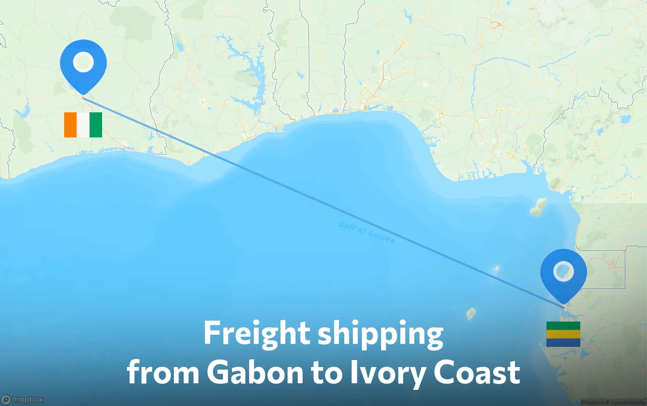 Shipping route from Gabon to Ivory Coast