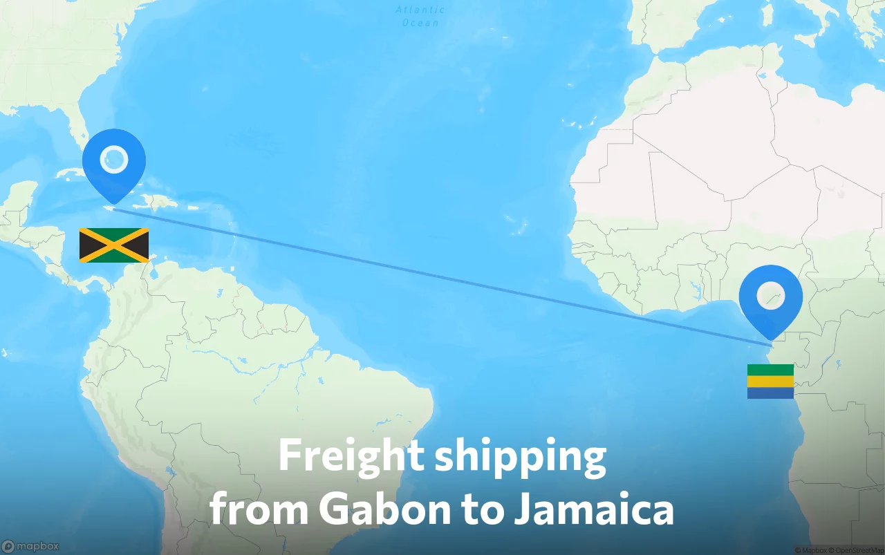 Shipping route from Gabon to Jamaica