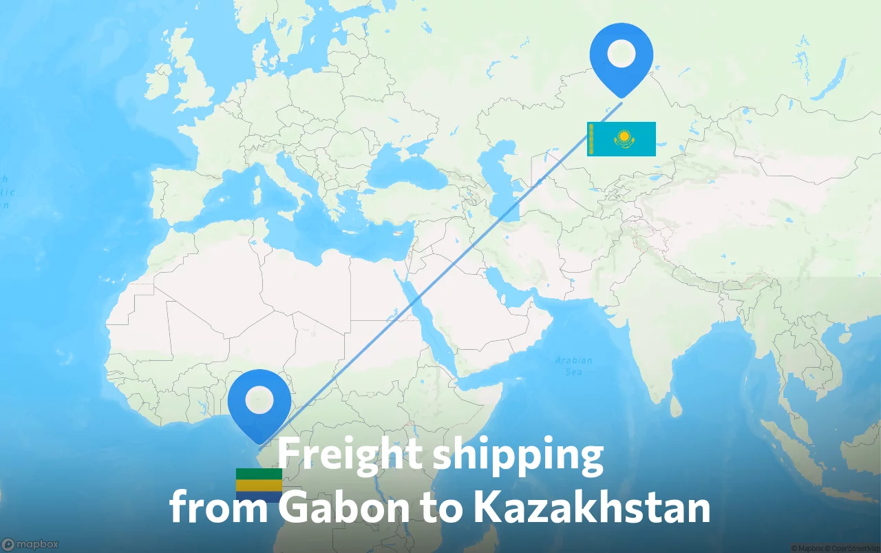 Shipping route from Gabon to Kazakhstan