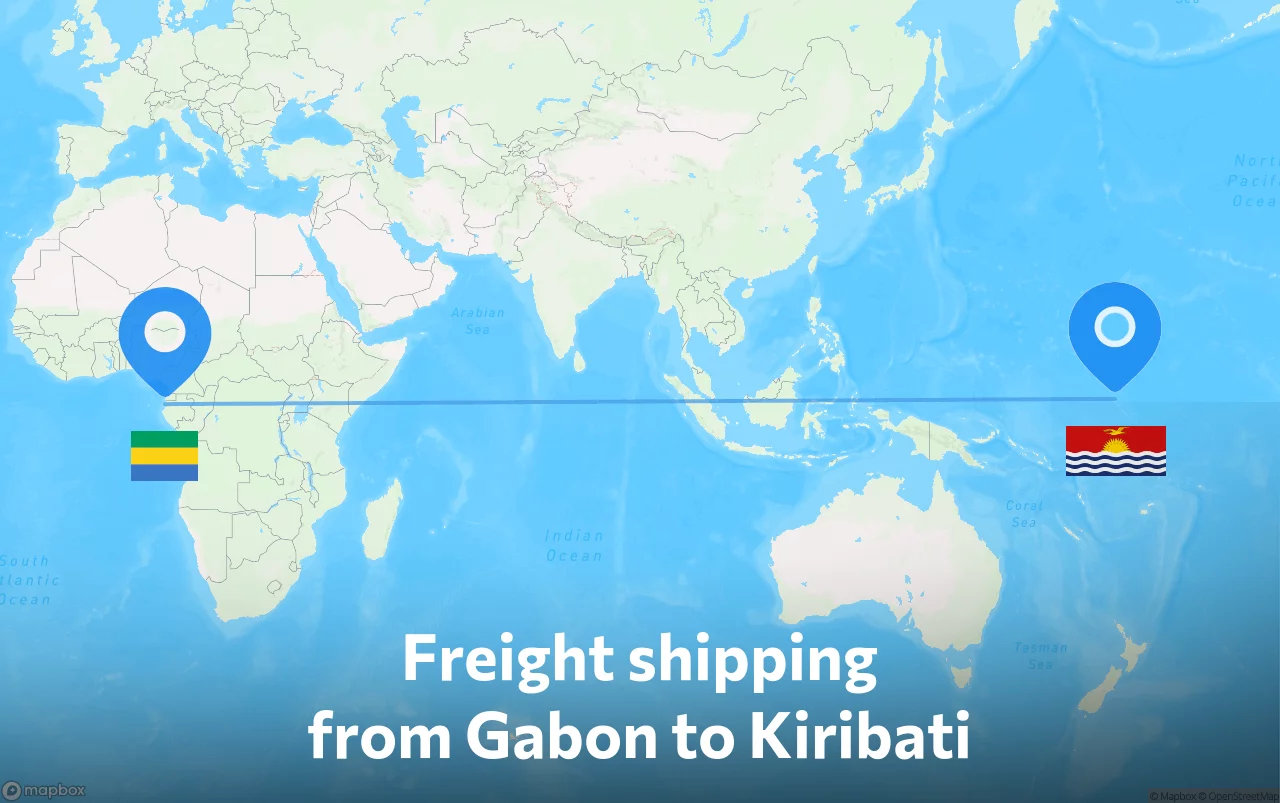 Shipping route from Gabon to Kiribati