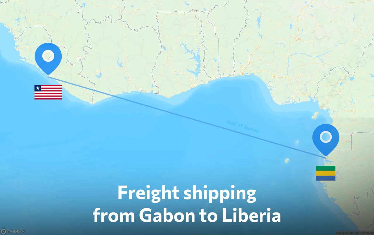 Shipping route from Gabon to Liberia