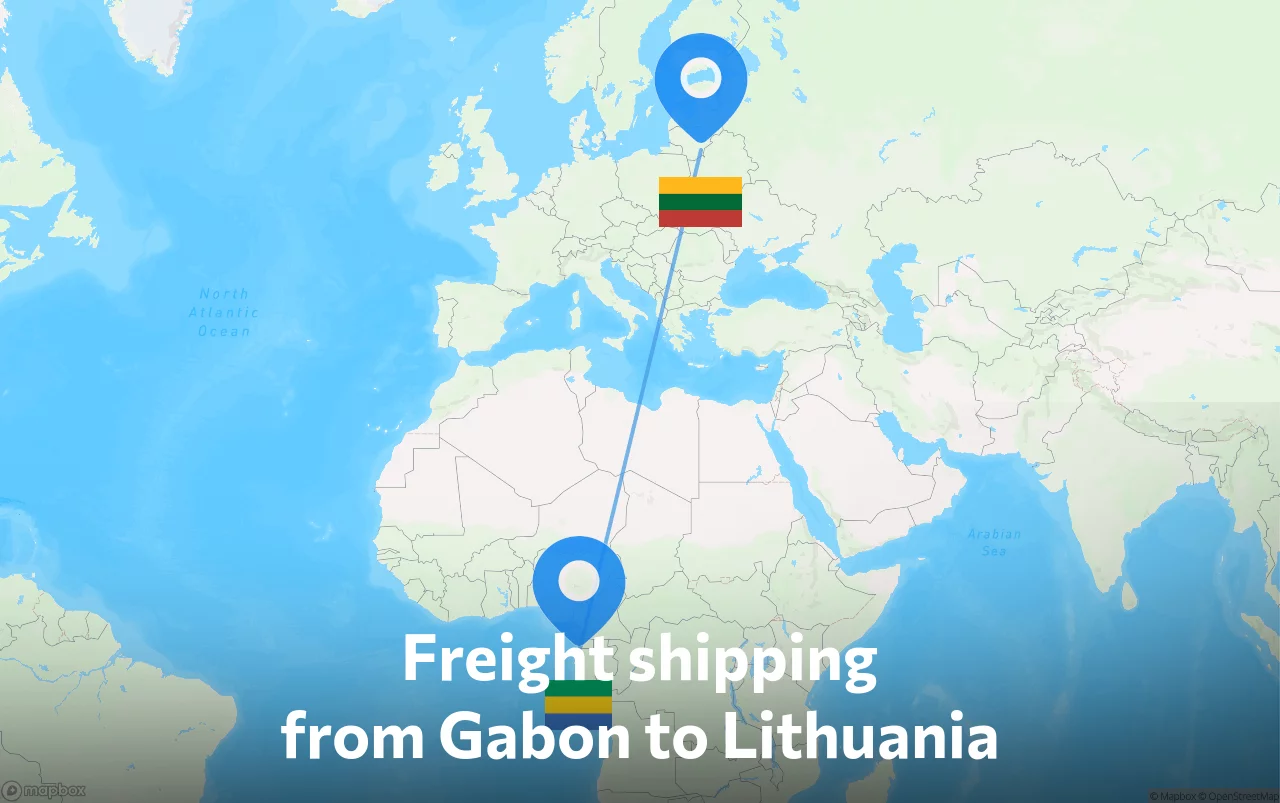 Shipping route from Gabon to Lithuania