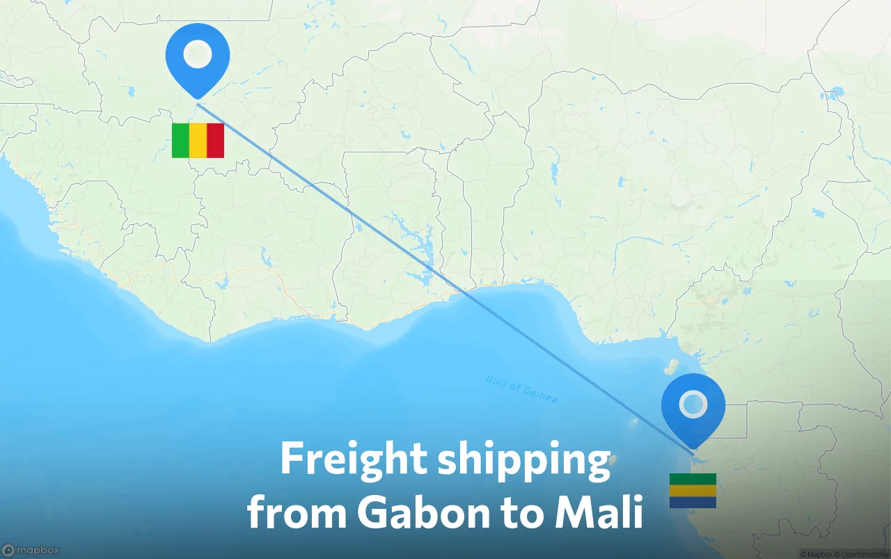 Shipping route from Gabon to Mali