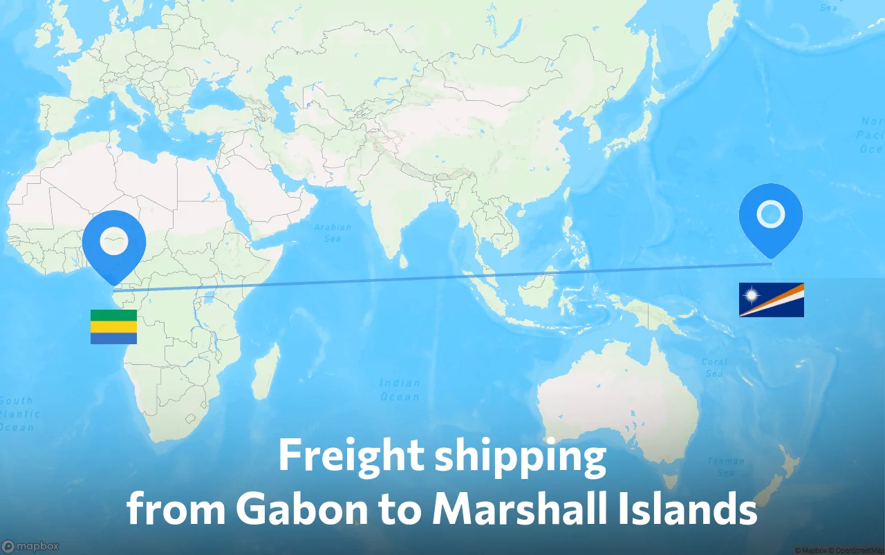 Shipping route from Gabon to Marshall Islands