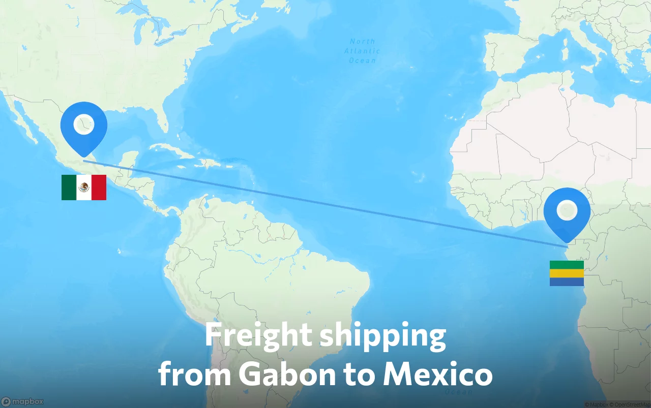 Shipping route from Gabon to Mexico