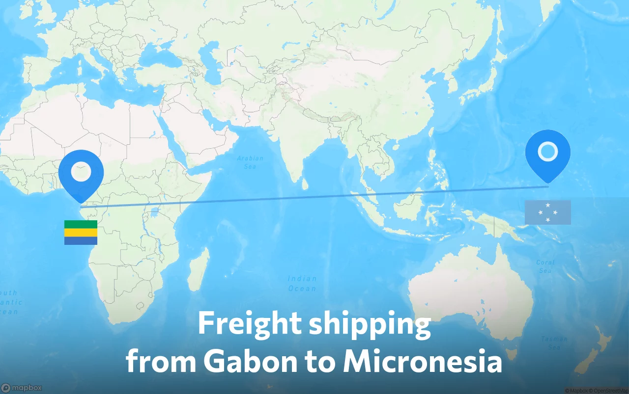 Shipping route from Gabon to Micronesia
