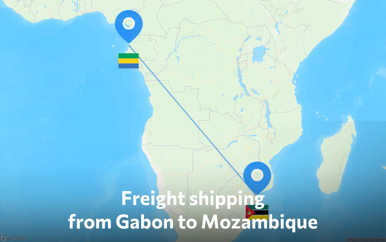 Shipping route from Gabon to Mozambique