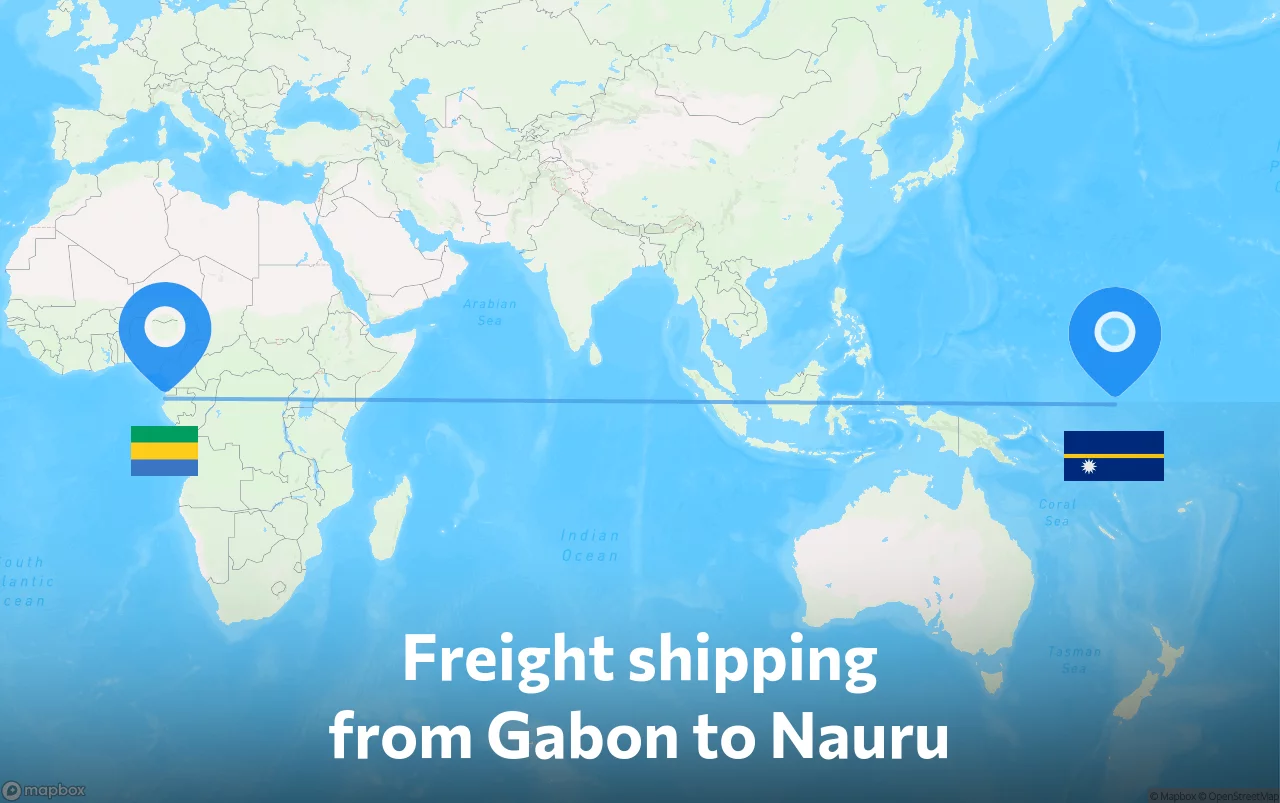 Shipping route from Gabon to Nauru
