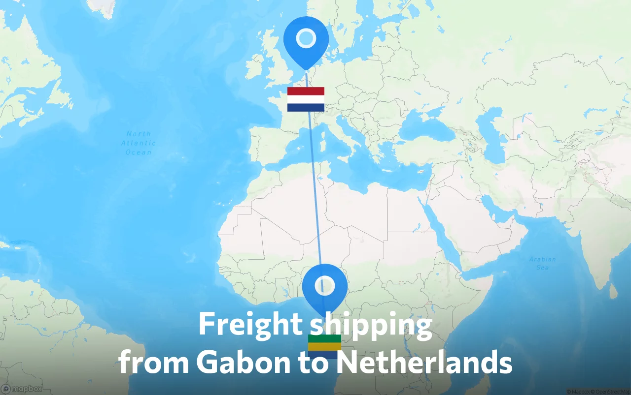 Shipping route from Gabon to Netherlands