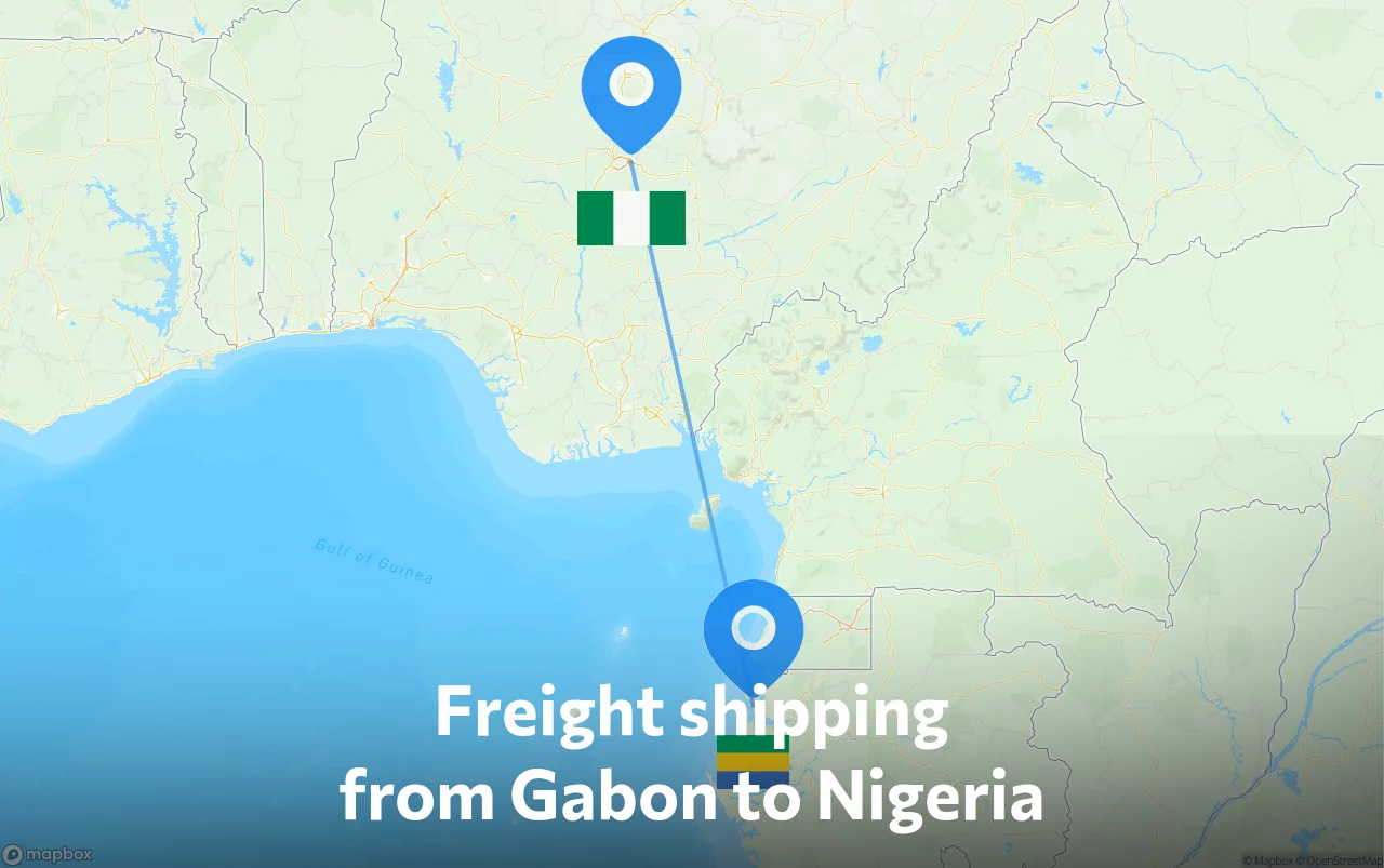 Shipping route from Gabon to Nigeria