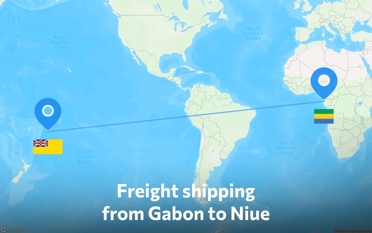 Shipping route from Gabon to Niue