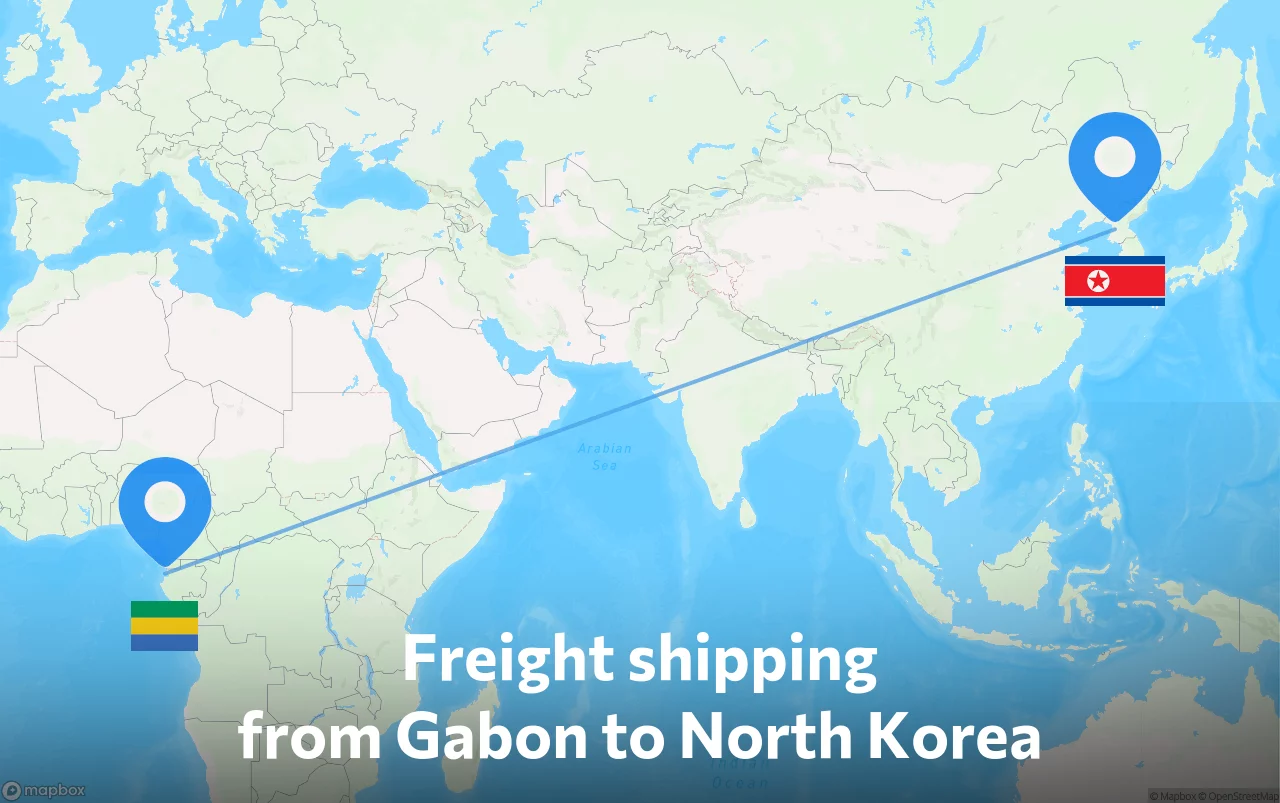 Shipping route from Gabon to North Korea