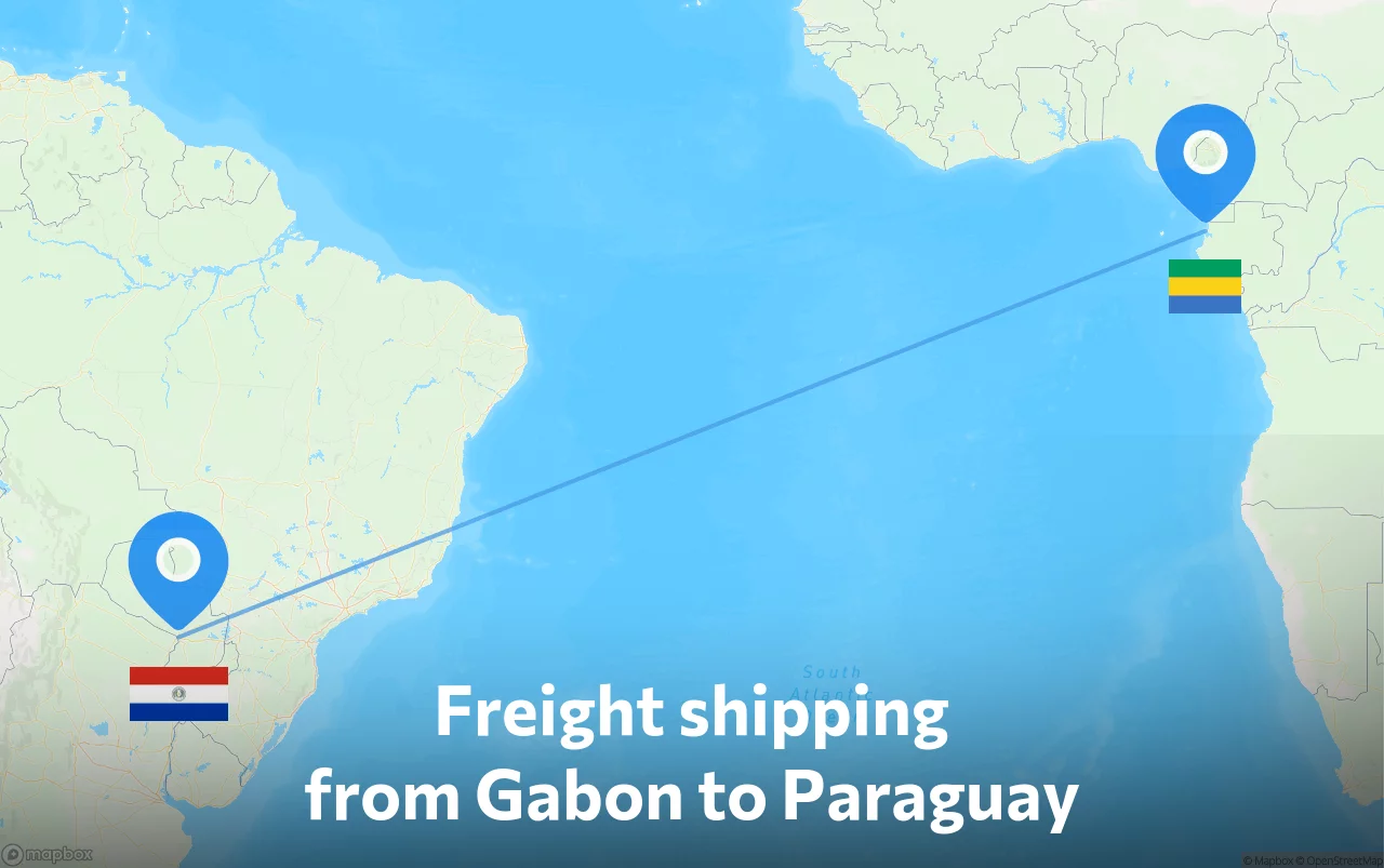 Shipping route from Gabon to Paraguay