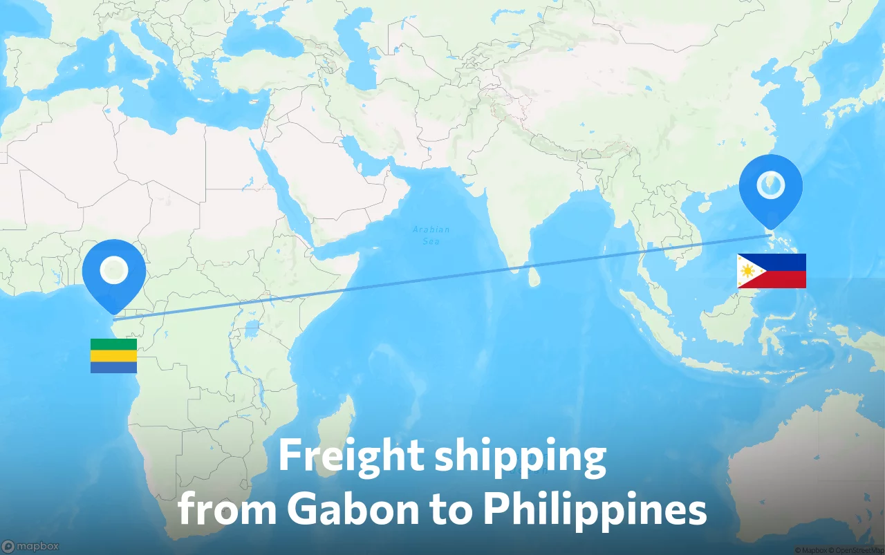 Shipping route from Gabon to Philippines