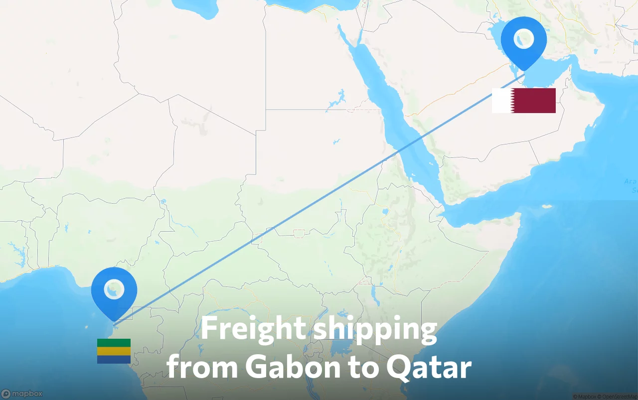 Shipping route from Gabon to Qatar