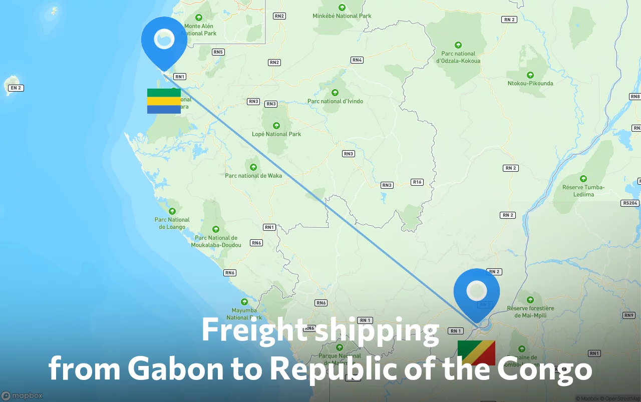 Shipping route from Gabon to Republic of the Congo