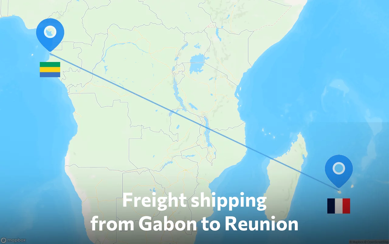 Shipping route from Gabon to Reunion
