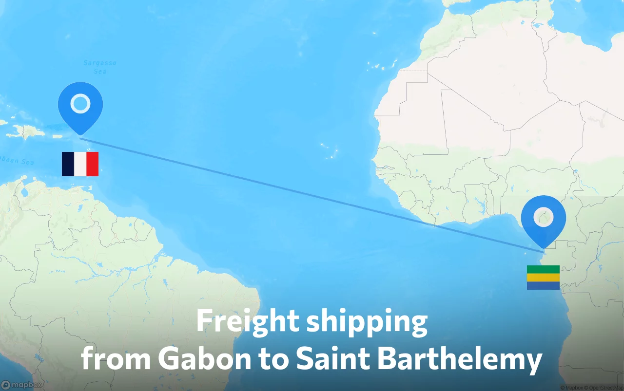 Shipping route from Gabon to Saint Barthelemy