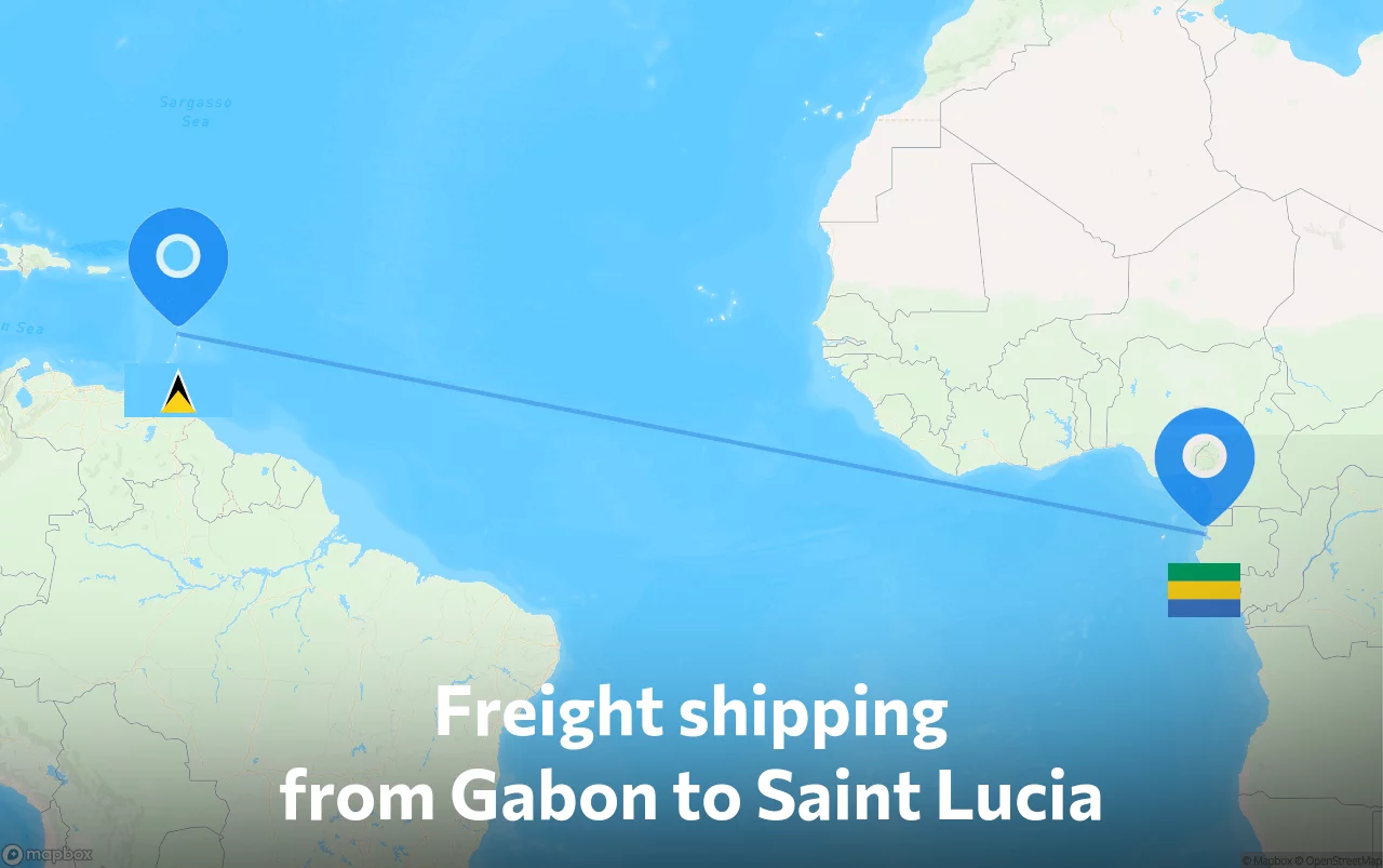 Shipping route from Gabon to Saint Lucia