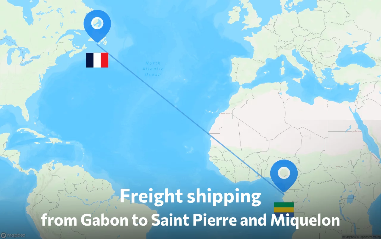 Shipping route from Gabon to Saint Pierre and Miquelon