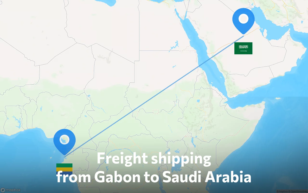 Shipping route from Gabon to Saudi Arabia