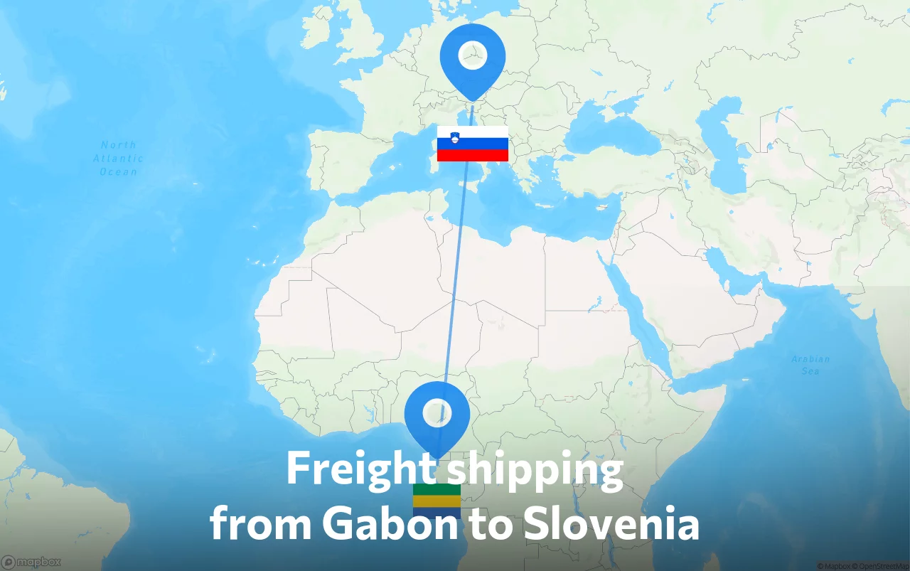Shipping route from Gabon to Slovenia